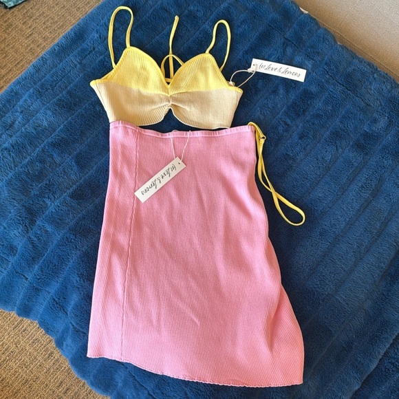 NWT For Love and Lemons Keisha Set NEW skirt and top two pieces sz S ribbed knit - Picture 5 of 13
